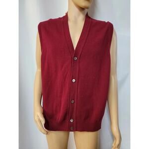 JAEGER Lambswool MADE IN BRITAIN men's Red  Sweater Vest NWT Size 44 (L) #W4